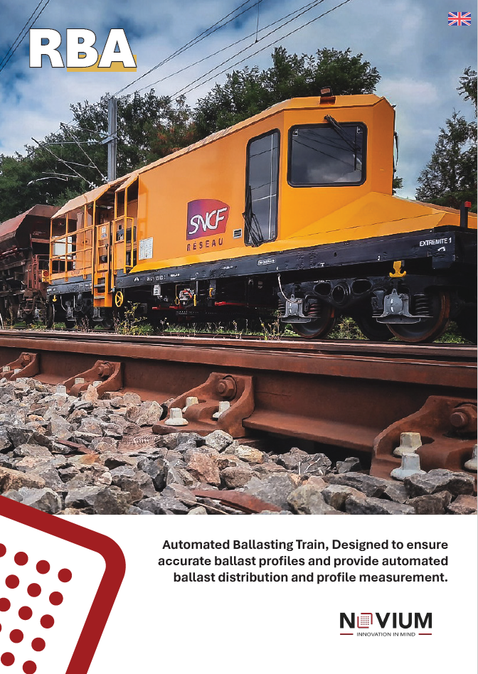 Front cover of the RBA technical brochure, an Automated Ballasting Train designed to ensure ballast profile compliance.