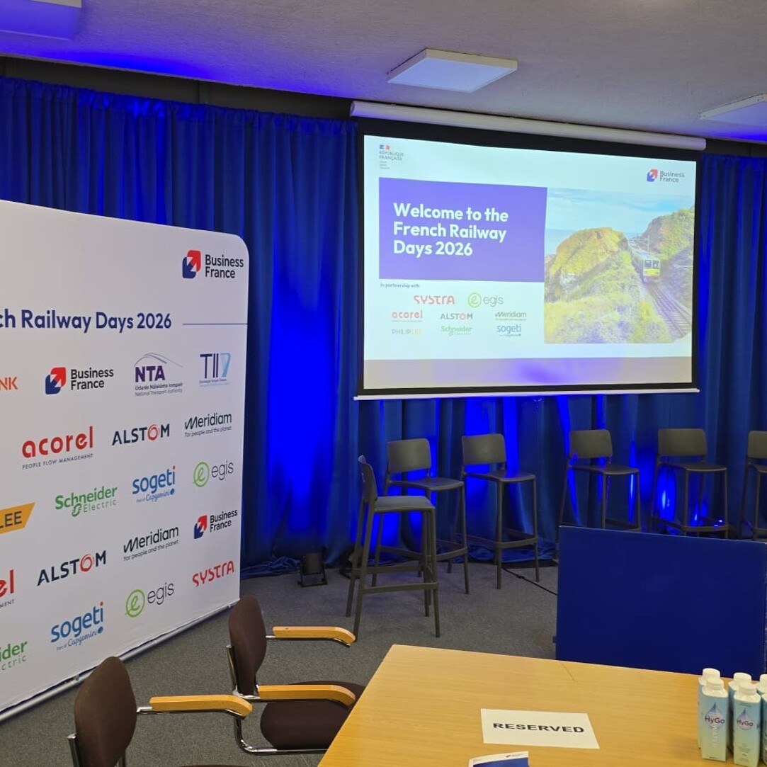 Espace d’accueil des French Railway Days Ireland 2026 à Dublin, événement auquel NOVIUM a participé.