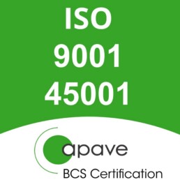 Logo des certifications ISO 9001 et ISO 45001 délivrées par Apave.