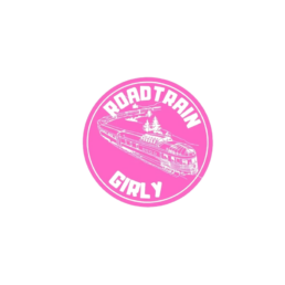 Logo Roadtrain Girly avec illustration train rose événement promotion métiers ferroviaires féminin